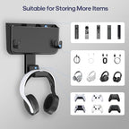 Kytok Adhesive Remote Control Holder Wall Mount with Headset Hanger, 3 in 1 Organizer TV/Fan Remote Caddy with Hook for Headphone, No Drill Controller Storage Bracket, Bed Wall Rack