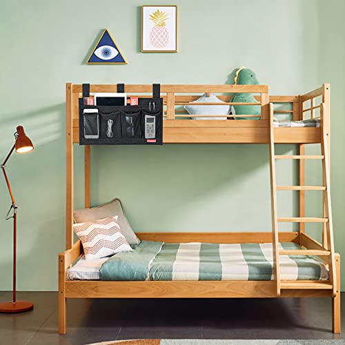 Zafit Linen Bedside Caddy, Bedside Storage Organizer for Hospital Beds, College Dorm Rooms or Baby Bed (6 Pockets-Black) - color: Black, size: 6 Pockets