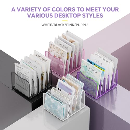 Simple Trending Mesh Desktop File Sorter Organizer, 5-Section Bookshelf for Desk Home Office, Purple - style: 5 Section Purple