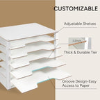 Yumkfoi Construction Paper Organizer 12" x 18", 6-Tiers Paper Organizer Storage, Wooden Desktop Organizer, Letter Tray for Office, Home, Classroom - size: 21.7" x 13.7" x 15.6"