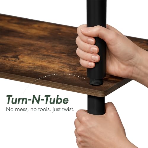 Furinno Turn-N-Tube Storage Shelves, 3-Tier Open Frame Book Shelf, Standing Corner Shelf, Toolless Open Shelves, for Organization and Storage, Living Room, Garage, Home Office, Amber Pine - color: Amber Pine/Black, size: 3-Tier Narrow