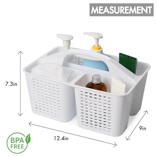 Tiawudi Portable Shower Caddy, Caddy Organizer with Handle, Plastic Shower Basket Hold Soap, Shampoo, Hair Supplies and Beauty Products, Cleaning Supplies Organizer for Home, Dorm, Shelf and Cabinet - color: White