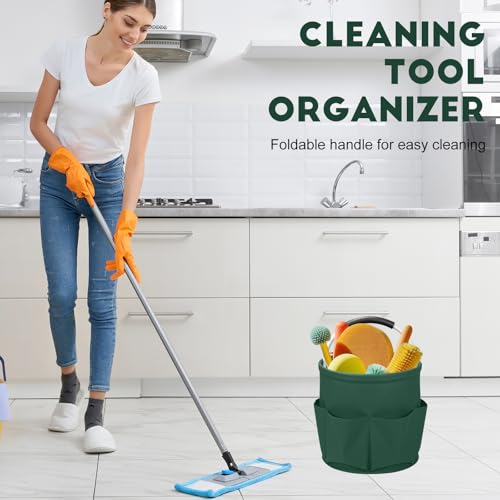 Cleaning Caddy for Cleaning Supplies,17L Cleaning Supply Caddy with Handle Foldable Cleaning Supplies Organizer Bucket Cleaning Products Organizers for Home, Garden (Grass Green) - color: Grass Green