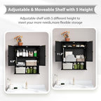Bathroom Wall Cabinet, Bathroom Cabinet Wall Mount with 2 Doors and Open Shelf, Over The Toilet Wall Storage, Wooden Medicine Cabinets - color: Bathroom Cabinet-black