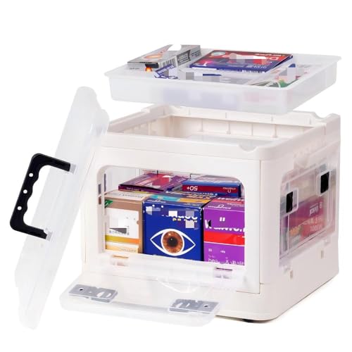 HEY FOLY 22qt Medicine Organizer Storage Box with 4-Side Opening Doors, White Foldable Medication Organizer Empty, Container Case Stackable First Aid Box for Home Storage - color: Foldable 22qt
