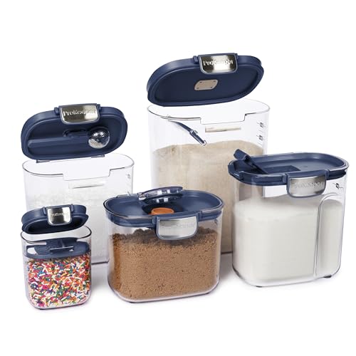 ProKeeper+ Airtight Food Storage Container Set – Clear Plastic Flour and Sugar Canister Set with Magnetic Accessories for Kitchen Organization (Navy, 9-Piece) - color: Navy, size: 9-Piece