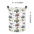 FANKANG Monster Truck Laundry Hamper Storage Basket, Nursery Hamper Canvas Laundry Basket Foldable with Waterproof PE Coating for Kids, Office, Bedroom, Clothes,Toys(Monster Truck) - color: Monster Truck