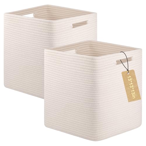 OIAHOMY Storage Cubes, 13 Inch Cube Storage Organizer, Collapsible Storage Bins, Baskets for Organizing, Storage Bins for Shelves-White, 2-PACK - color: White, size: 2Pcs-13*13*13inch