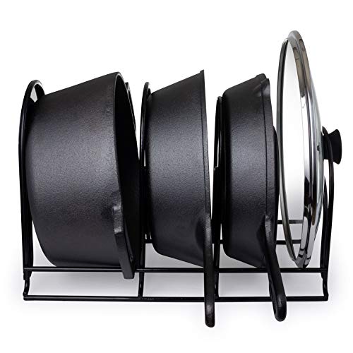 Cuisinel Heavy Duty Pots and Pans Organizer - Extra Large 5-Tier Rack - Holds Cast Iron Skillets, Dutch Oven - Durable Construction - Space Saving Kitchen Storage - No Assembly Required - Black 15.4" - color: Black, size: 15"