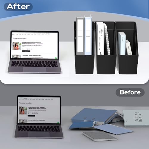 Delifox 3 Pack Magazine Rack, Plastic File Folder Bin Desk Organizer, Black - color: 3pack-black