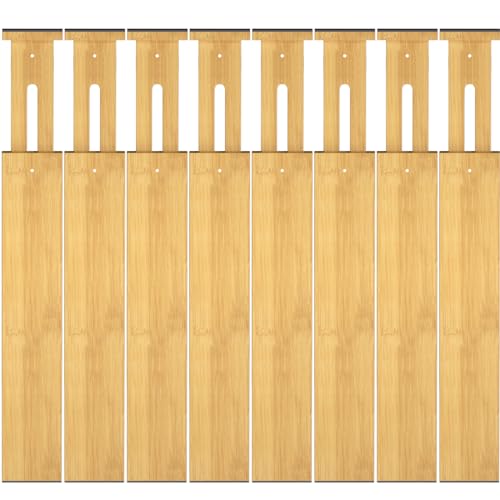 Bamboo Drawer Dividers,17-22" Adjustable Kitchen Drawer Organizer for Clothes,8 Pack Expandable Drawer Organization Separators for Bedroom,Bathroom,Dresser and Office,Natural - color: Bamboo-8Pack, size: 17-22 IN