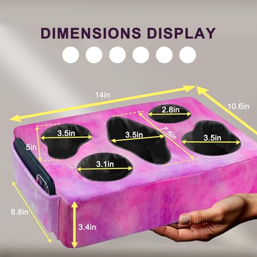 Couch Cup Holder Pillow, 5 Hole Couch Drink Holder! Keep Drinks Hand Side and Keep Temp, Prevent Spills and Use Anywhere. Cup Holder for Couch, Bed, Camping, RV, Car, Beach. Rose Purple - color: Rose Purple