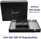 Leather Valet Tray for Men - EDC Catch All, Dresser Organizer, Jewelry & Wallet Desk Accessory, Bedside Entryway Key Catchall - color: Gray