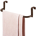 2 Pieces Metal Towel Bar Kitchen Cabinet Steel Towel Rack Bar for Hanging on Inside or Outside of Doors, Home Kitchen Bathroom(Brown) - color: Brown