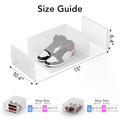 Foluck X-Large Shoe Storage Box, 15 Pack Clear Plastic Stackable Shoe Organizer for Closet, Interlocking Design Shoe Container Bins for Sneakers, Foldable Shoe Rack with Lids, White - color: White