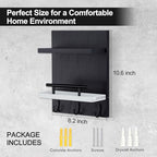 Key Holder Wall Mount, Key Holder With 2 Display Shelf, 3 Hooks for Key, Coat, Dog Leash, Key Hanger with Hook for Mail, Potted Plant, Farmhouse Mail Holder, Entry Way Organizer (Black & White) - color: Black & White