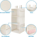 MAX Houser 3-Shelf Hanging Closet Organizers, Collapsible Closet Hanging Shelves for Camper, Nursery Hanging Organizers, Beige, 2-Pack - color: Beige2