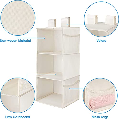 MAX Houser 3-Shelf Hanging Closet Organizers, Collapsible Closet Hanging Shelves for Camper, Nursery Hanging Organizers, Beige, 2-Pack - color: Beige2