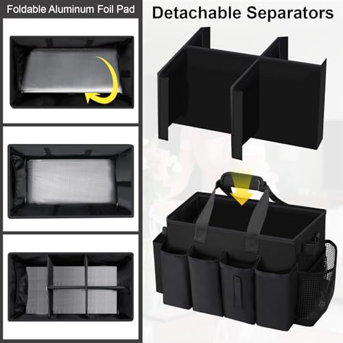 Wearable Large Cleaning Caddy Bag for Housekeeper, Clean Supply Organizer with Adjustable Shoulder, Waist & Handle Straps, Detailing Bag for Kitchen Supplies (Black) - color: Black
