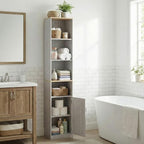 Casaphoria Space-Saving 72" Tall Narrow Bathroom Storage Cabinet, 6-Tier Slim Storage Cabinet with Adjustable Shelves, Anti-Tip Freestanding Display Shelf for Small Spaces, Apartments,White - size: 9.44"L×11.8"W×72.04"H