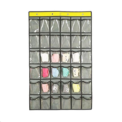 NIMES Hanging Closet Underwear Sock Jewelry Storage Over The Door Classroom Cell Phone Calculator Organizer 36 Clear Pockets (GREY) - color: Grey