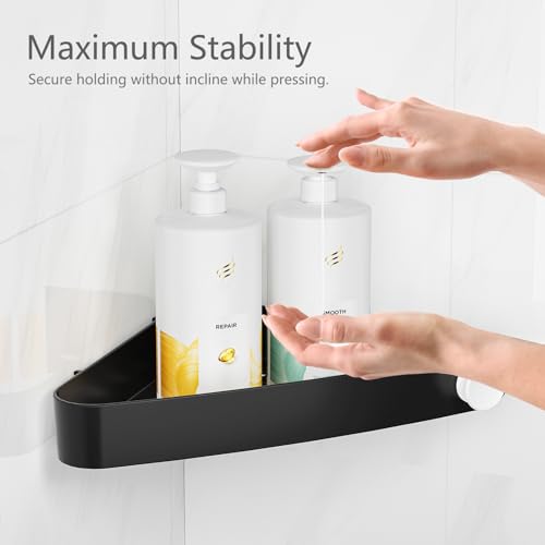 Sotfamily Plastic Shower Caddy Corner (for 90° Only), 4 Pack Adhesive Corner Shower Shelves for Smooth Wall Bathroom Organizers and Storage, Black - color: Black, size: 4 Pack