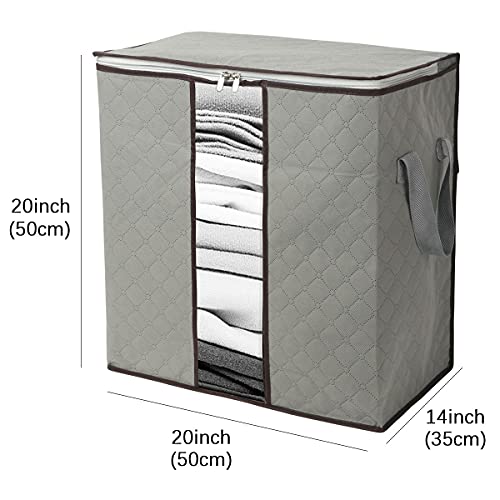 2 Pack Foldable Large Storage Bags 20 x 14 x 20 (L x W x H) inch for Comforter Quilt Blanket Clothes with Clear Window & Handles - Easy to Fit King Size Comforter Set - Closet Under Bed Organizer - size: Large (Erect), style: Set of 2