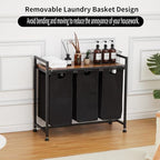 Laundry Hamper with Shelf, Laundry Basket 3 Section, Laundry Sorter, Cloest Storage and Organization, Clothes hamper with Table, for Bathroom, Bedroom, Restroom, Black - size: 33.2 x 13 x 28.4 Inches