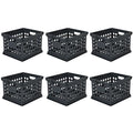 Sterilite Stackable Plastic Storage Crate Bin Organizer File Box with Handles for Home, Office, Dorm, Garage, or Utility Organization, Black, 6-Pack