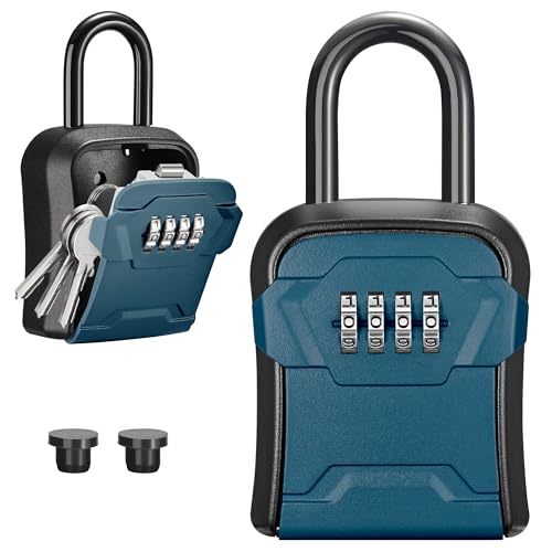 Puroma Lock Box, Key Lock Box Wall Mount & Portable Combination Lockbox with Resettable Code, Security Lockbox for Outside House Keys, Apartment Realtors Spare Keys Storage (1 Pack, Peacock Blue) - color: Peacock Blue