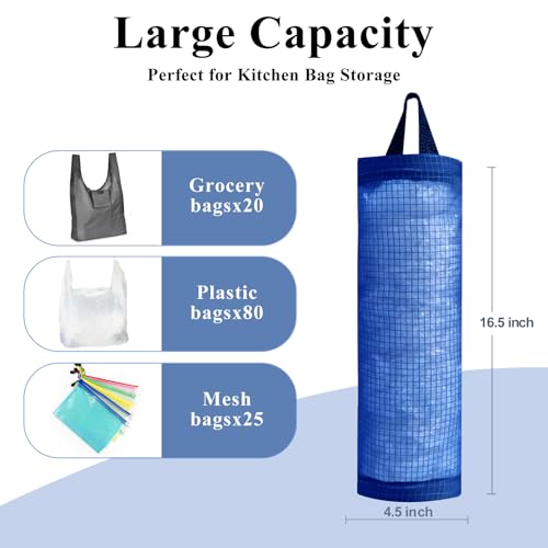 TOGETRUE Plastic Bag Holder, Mesh Grocery Bag Holder Hanging Storage Bag Dispenser (Navy Blue 2 Packs) - color: Navy Blue 2 Pack