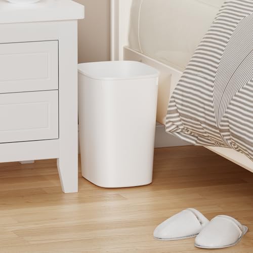 CEROELDA Small Bathroom Trash Can, 2.6 Gallon Slim Mini Garbage Can Small Trash Bin Plastic Waste Basket for Dorm Room, Bedroom, Office, Toilet (White) - color: 1 Pack-No Lid-White