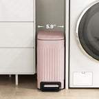 TrashAid Pink Bathroom Trash Can, 1.6 Gallon Stainless Steel Small Garbage Can with Lid, Step Pedal, Cute Wastebasket for Bathroom, Office, Bedroom, RV, Pink - color: Pink