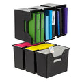 IRIS USA Medium Portable Desktop File Box with Open Lid, 6 Pack, Side Handles, Tabs & Inserts, Hanging File Folders, Letter-Size File Magazine Newspaper Mail Document Notebook, Black - style: Black M - 6 Pack