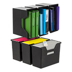 IRIS USA Medium Portable Desktop File Box with Open Lid, 6 Pack, Side Handles, Tabs & Inserts, Hanging File Folders, Letter-Size File Magazine Newspaper Mail Document Notebook, Black - style: Black M - 6 Pack