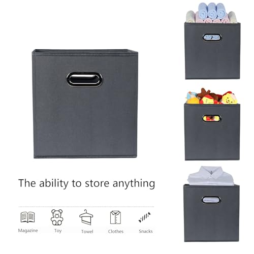 Fabric storage bins Cubes, Fabric Cube Organizer with Handle, Foldable Cube Bins for Cloth or Accessary Storage, 11x11x11, Set of 10, (Gray) - color: Gray, size: 10 Pack