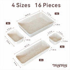 16-Piece Felt Drawer Organizer Set in 4-Sizes, Made from Eco-Friendly Material for Vanity, Makeup, Desk, Office, Kitchen, and Nightstand, Oatmeal - size: 16