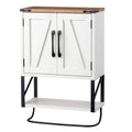 Bonnlo Wall Cabinet Farmhouse with Tower Bar Small Bathroom Medicine Cabinet Over Toilet Storage Organizer with Tower Bar Wall Mounted for Bathroom Kitchen Rustic White & Brown - size: Small - Farmhouse