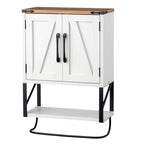 Bonnlo Wall Cabinet Farmhouse with Tower Bar Small Bathroom Medicine Cabinet Over Toilet Storage Organizer with Tower Bar Wall Mounted for Bathroom Kitchen Rustic White & Brown - size: Small - Farmhouse
