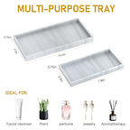 Bathroom Counter Tray,EG-SIPRO High-Grade Thickened Silicone Bathroom Vanity Tray,Shatterproof Durable Rectangle Bathroom Tray Soap Dispenser Tray for Bathroom Countertop,Small+Large (EGTRAY) - color: Marble Pattern, size: 7.8" x 3.9" x 0.8" + 10.6" x 5.1