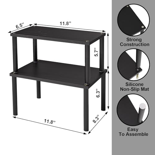 VERTORGAN Cabinet Organizer Shelf(Set of 2),Kitchen Counter Shelves,Bamboo Spice Rack Countertop and Cabinet,Stackable Expandable,Medium(Black) - color: Black, size: 11.8"W