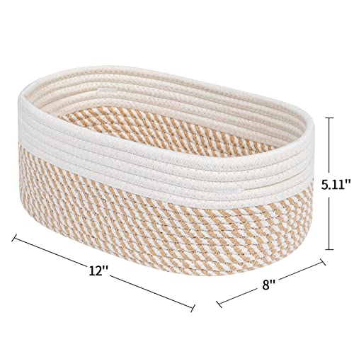 CubesLand Small Storage Baskets for Shelves, Closet Organization Bins Empty Gift Basket 2 Packs Baby Nursery Woven Organizing, Rectangular Clothes Shelves Off White/Mixed Camel - color: Off White/Mixed Camel, size: 2pcs-Small Basket