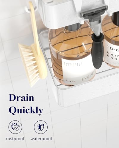 Kitsure Shower Caddy - 2 Pack Adhesive Shower Organizer, Rustproof Metal Shelves, No-Drill Bathroom Organizers and Storage, White, Large - color: White, size: Large