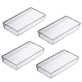 4Pack Large Size Clear Plastic Desk Drawer Dividers Drawer Organizer Wide Tray for Makeup,Kitchen Utensils,Jewelries and Gadgets 12’’x6’’ - size: 4P-12x6x2''