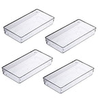 4Pack Large Size Clear Plastic Desk Drawer Dividers Drawer Organizer Wide Tray for Makeup,Kitchen Utensils,Jewelries and Gadgets 12’’x6’’ - size: 4P-12x6x2''