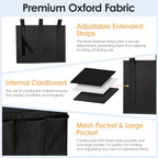 Bedside Caddy Storage Organizer, Hanging Storage Bag Pocket for Bunk/Hospital Beds,College Dorm Organizer for Remotes Phone,College Dorm,Camp,Bed Rails(4 Pockets),Black