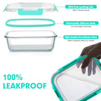 VERONES 30 Pieces Glass Meal Prep Containers Set, Stackable Glass Food Storage Containers with Lids-Airtight Lunch Containers，for Microwave, Oven, Freezer & Dishwasher,Green - color: Green