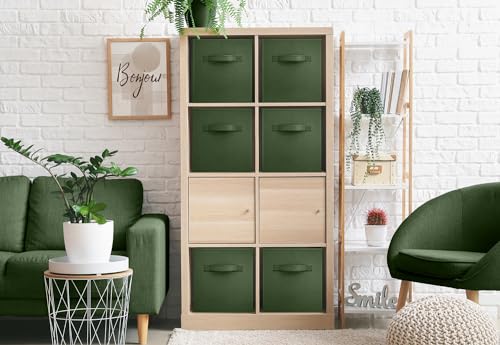 Sorbus Foldable Storage Cubes - 6 Fabric Baskets for Organizing Pantry, Shelf, Toy Box, Cubby, Closet Organizer - 11 Inch Collapsible Closet Organizers and Storage Bins (Dark Green 6 Pack) - color: Dark Green, size: 11 Inch