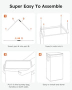 SOLEDI Slim Laundry Hamper with Lid, Narrow Laundry Basket with Removable Bags, Dirty Clothes Hamper with handle, Small Hamper perfect for Laundry room, Bathroom, Bedroom, Small spaces. 70L Beige - color: Off-White, size: 70L
