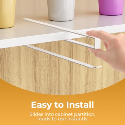 Quehun 2 PCS Tumbler Lid Organizers, Ample Lid Capacity Up to 30 Lids, No Adhesive No Drill Yeti Lid Organizer Holder Inside Cabinet, Space-Saving Stanley Tumbler Cup Lid Holder Organizer for Kitchen - color: White